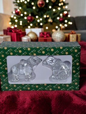 Dillards Trimmings Polar Bear Glass Faceted Ornaments-set of two in box